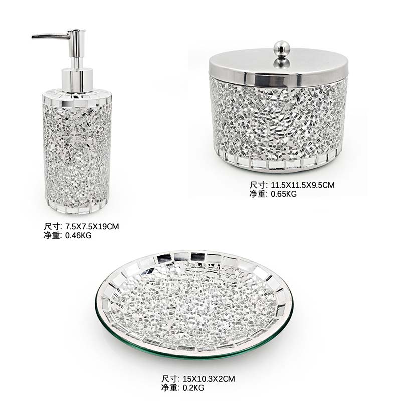 Mosaic Glass Bath Storage Set